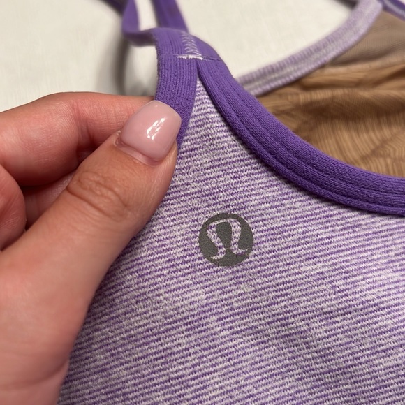 🍋 Lululemon Purple Mini Stripe Flow Y Back Tank - Picture 4 of 5